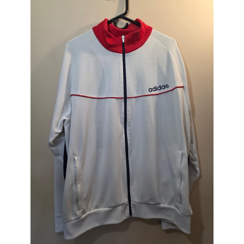 Vintage 2006 Adidas Track Jacket Cream White Red XL Mint 745170